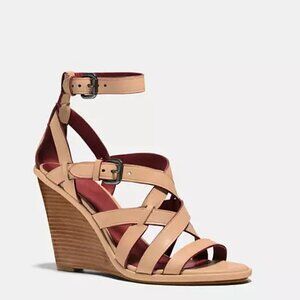 Coach Dawn Strappy Wedge Sandal Soft Vegetable-Tanned Leather Women's Size 9B